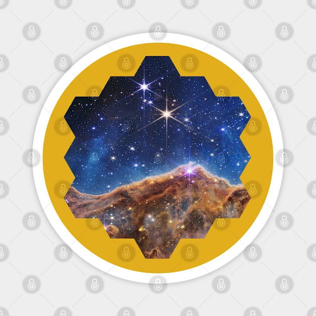 Carina Nebula JWST hexagonal cut James Webb Space Telescope Magnet by Brasilia Catholic